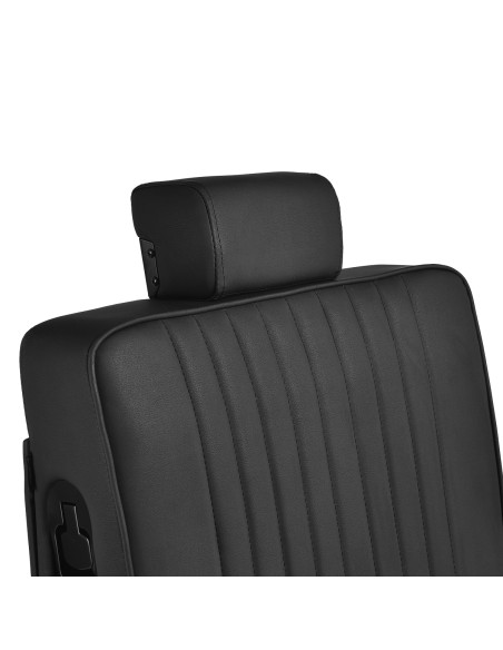 Gabbiano Poltrona da barbiere Levi nera con telaio nero senza cuciture sul retro