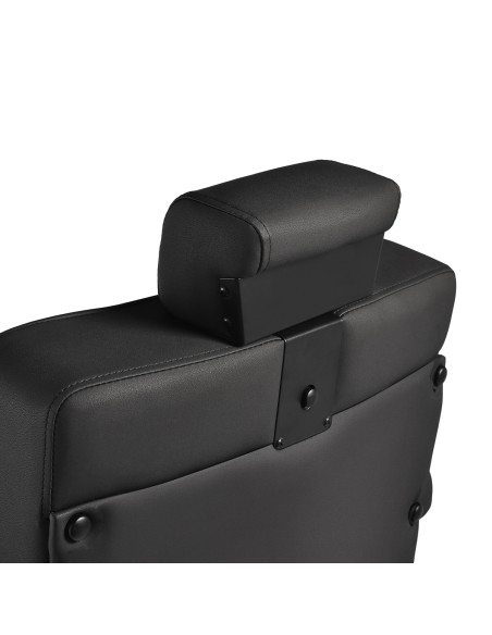 Gabbiano Poltrona da barbiere Levi nera con telaio nero senza cuciture sul retro