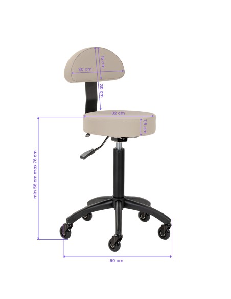 Gabbiano sgabello da parrucchiere D026 grigiobeige