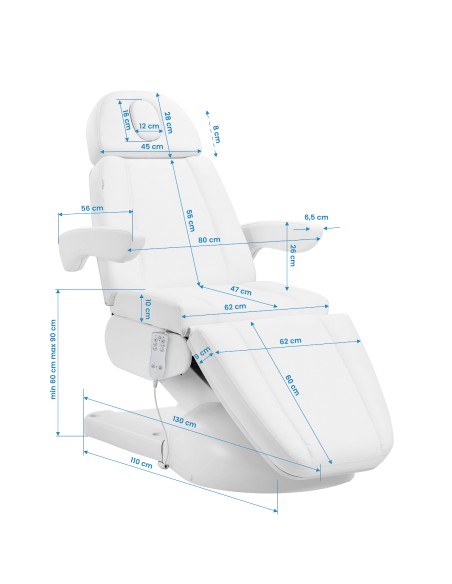 Poltrona cosmetica elettrica Azzurro Lux 3m bianca con riscaldamento