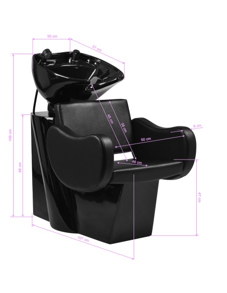 Gabbiano lavabo da parrucchiere C099 Nero