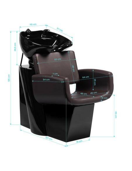 Gabbiano lavabo da parrucchiere Mataro Marrone