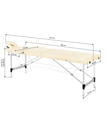 Balance Lettino da massaggio pieghevole in alluminio 2 segmenti crema 