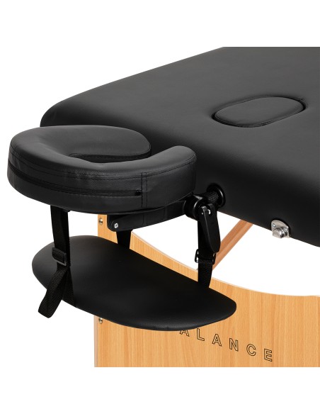 Balance Lettino da massaggio pieghevole in legno 2 segmenti 190x70 nero