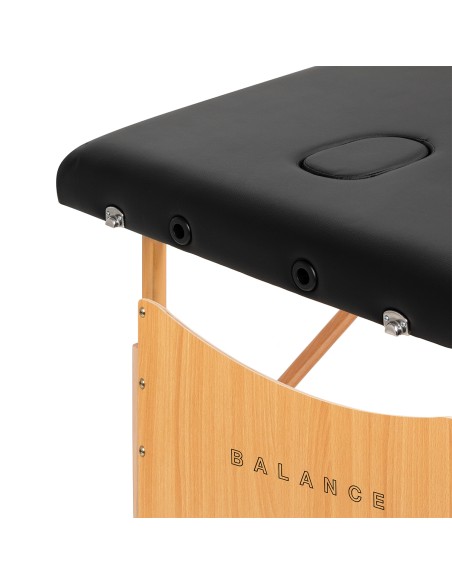 Balance Lettino da massaggio pieghevole in legno 2 segmenti 190x70 nero