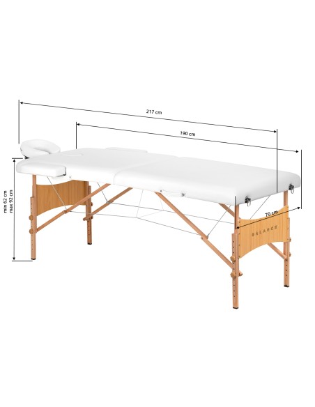 Balance Lettino da massaggio pieghevole in legno 2 segmenti 190x70 bianco