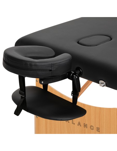 Balance Lettino da massaggio pieghevole in legno 3 segmenti 190x70 nero