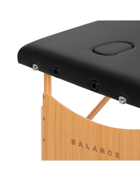 Balance Lettino da massaggio pieghevole in legno 3 segmenti 190x70 nero