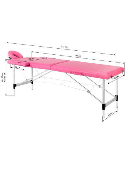 Balance Lettino da massaggio pieghevole in alluminio 2 segmenti rosa