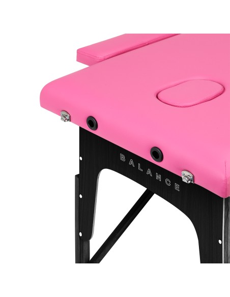 Balance Lettino da massaggio pieghevole in legno 2 segmenti rosa e nero