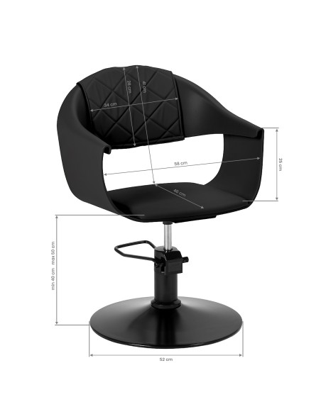 Poltrona da parrucchiere Hair System Halo noir nera