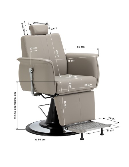Gabbiano Poltrona da barbiere Athena Grigio
