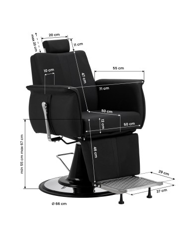 Gabbiano Poltrona da barbiere Athena Nera