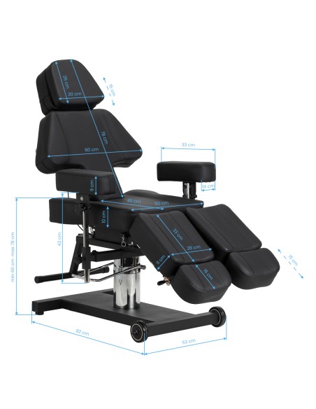 Poltrona per tatuaggi Pro Ink 605 regolazione fluida nera 