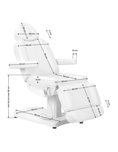 Azzurro 803D poltrona cosmetica elettrica a 3 motori bianca