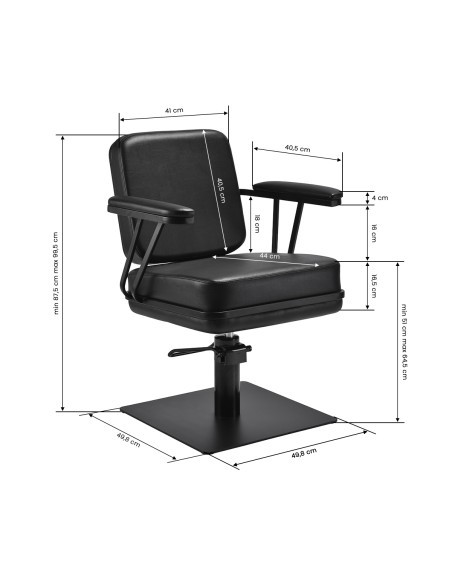 Gabbiano poltrona da parrucchiere Madrid nera con base nera 