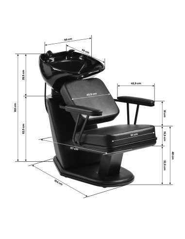 Gabbiano lavabo da parrucchiere Madrid nero