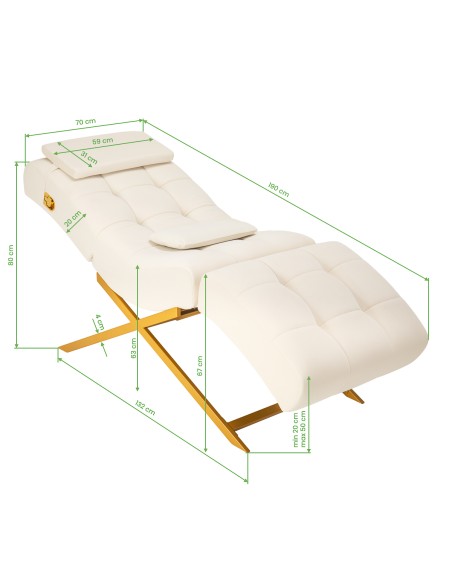 Poltrona per trattamenti ciglia Sillon Umbra bianca con base dorata