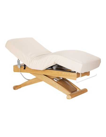 Lettino SPA Sillon Siesta color crema con base marrone chiaro