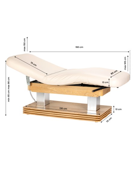 Lettino SPA Sillon Comfort color crema con base marrone chiaro