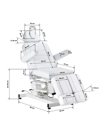 Poltrona elettrica per pedicure Azzurro 706 1 motore bianca