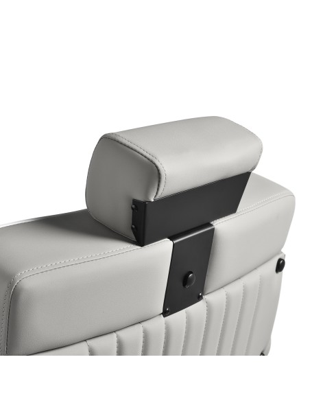 Gabbiano Poltrona da barbiere Levi grigia con telaio nero con cuciture sul retro