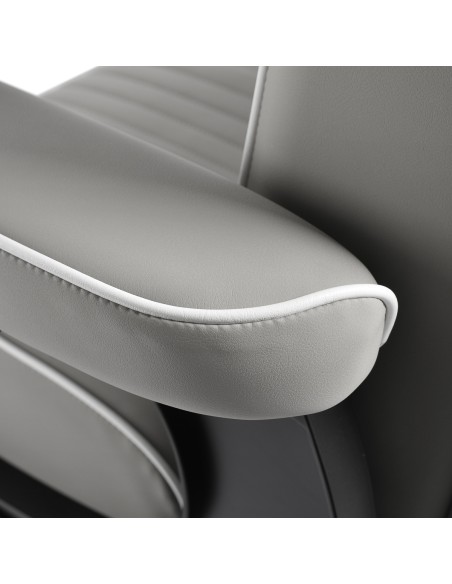 Gabbiano Poltrona da barbiere Levi grigia con telaio nero con cuciture sul retro