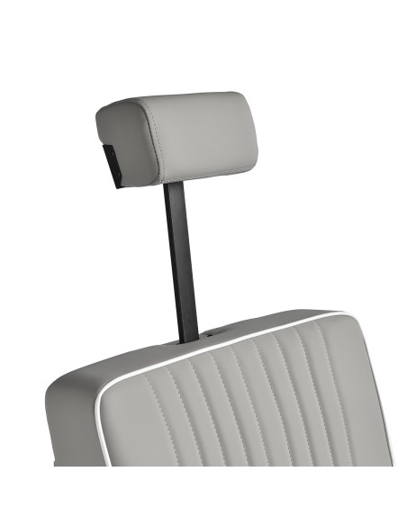 Gabbiano Poltrona da barbiere Levi grigia con telaio nero con cuciture sul retro