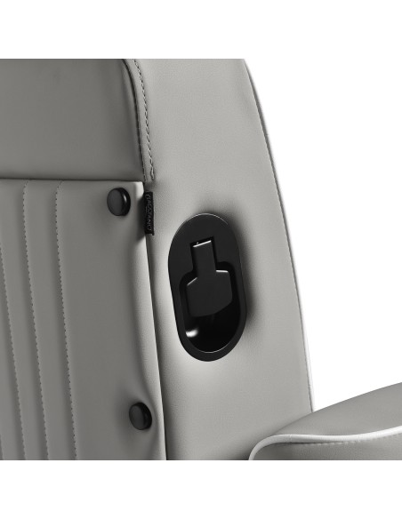 Gabbiano Poltrona da barbiere Levi grigia con telaio nero con cuciture sul retro