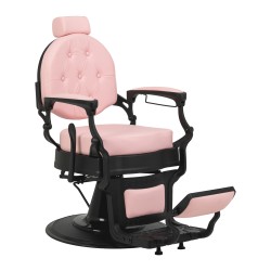 Poltrona da barbiere Gabbiano President rosa con base nera