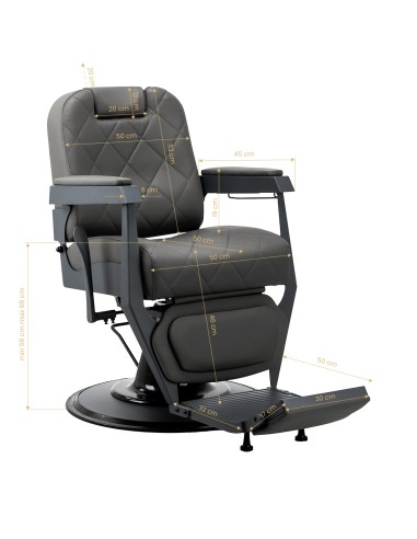 Gabbiano barber chair Bruno grafite con base...