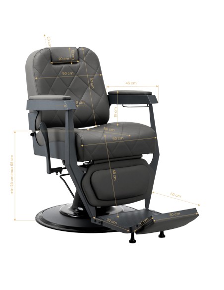 Gabbiano barber chair Bruno grafite con base grigio