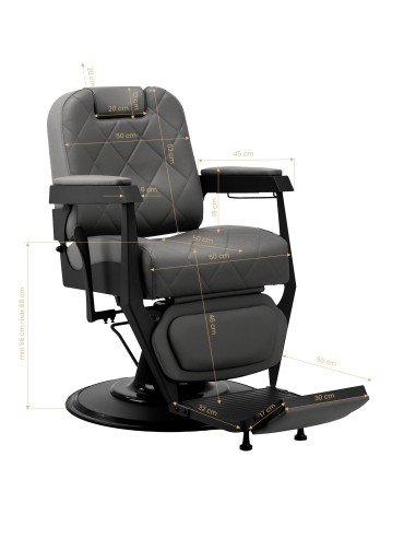 Gabbiano barber chair Bruno grafite con base nera