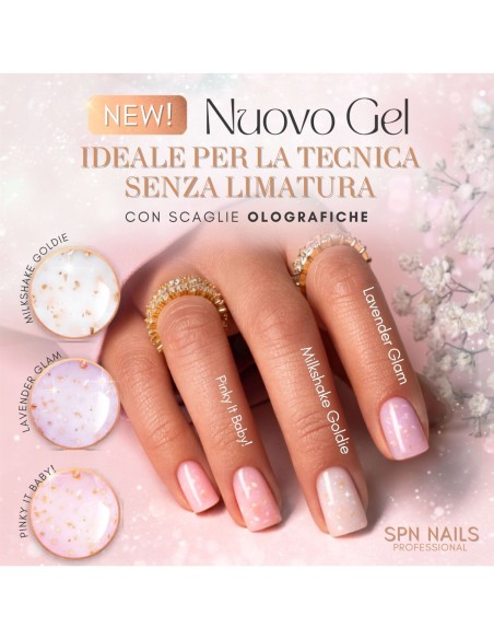 Gel costruttore con scaglie olografiche Pinky it Baby 15g