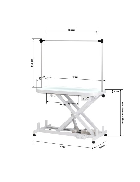 Tavolo da toelettatura elettrico PAW 3 con illuminazione bianco
