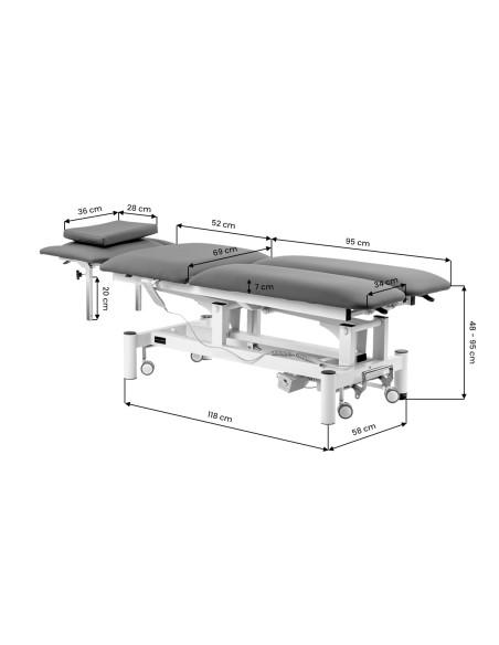 Lettino riabilitativo elettrico per massaggi e fisioterapia Eso Pro grigio