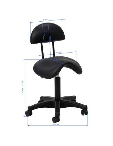 Sgabello cosmetico 6001 nero con base nera 