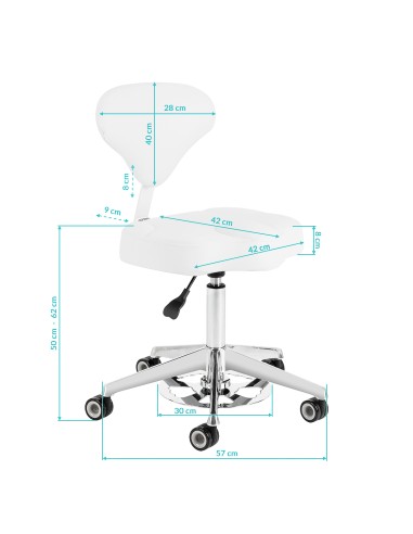 Sgabello cosmetico Azzurro 156-F bump-up bianco...