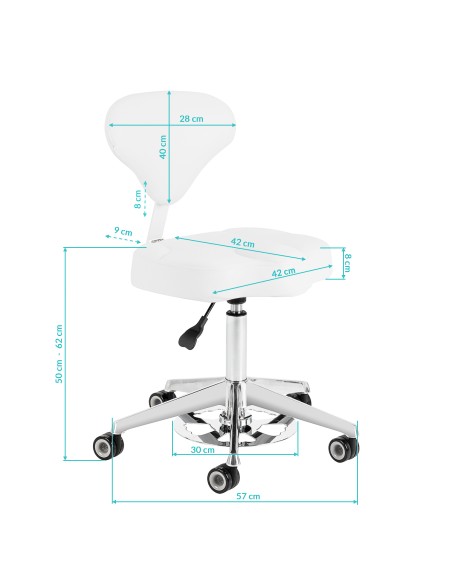 Sgabello cosmetico Azzurro 156-F bump-up bianco come la neve