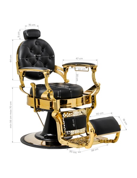 Barber chair Gabbiano Niccolo nero con struttura dorata