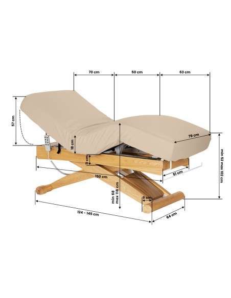 Lettino SPA Sillon Siesta beige con base marrone chiaro