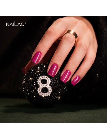 Smalto semipermanente rosa glitter effetto flash - Shinefluencer NaiLac 7ml