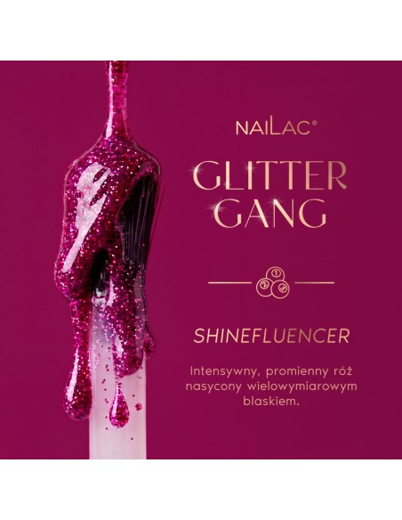 Smalto semipermanente rosa glitter effetto flash - Shinefluencer NaiLac 7ml