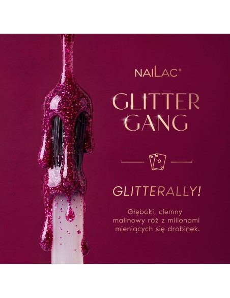 Smalto semipermanente lampone glitter effetto flash - Glitterally! NaiLac 7ml