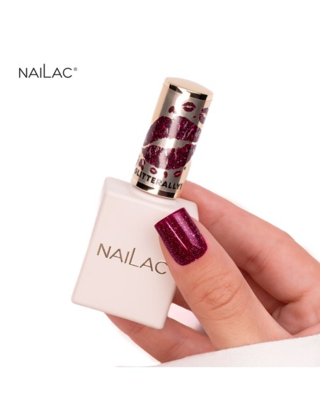 Smalto semipermanente lampone glitter effetto flash - Glitterally! NaiLac 7ml