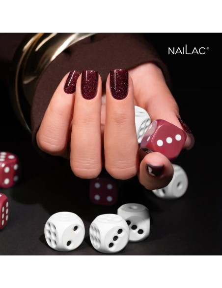 Smalto semipermanente borgogna glitter effetto flash - Sparkleholic NaiLac 7ml