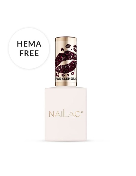 Smalto semipermanente borgogna glitter effetto flash - Sparkleholic NaiLac 7ml
