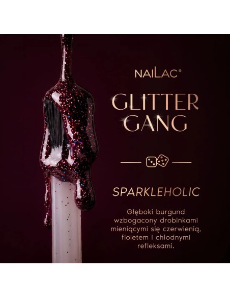 Smalto semipermanente borgogna glitter effetto flash - Sparkleholic NaiLac 7ml