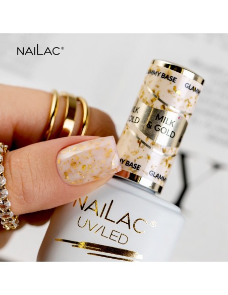 Rubber Glammy Base Milk&Gold NaiLac 7ml Rubber Glammy Base Milk&Gold NaiLac 7ml
