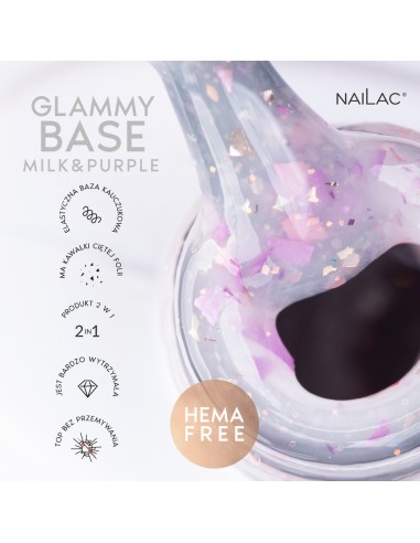 Rubber Base Glammy Milk&Purple NaiLac 7ml